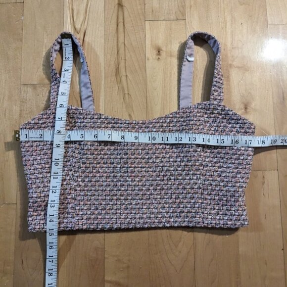 Aritzia Babaton times tweed top pink rainbow size 10 T13 - Picture 4 of 7
